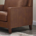 Ashby Leather Chair Pecan Primary Living Space Mid Century Modern Eucalyptus Down Filling Genuine Leather