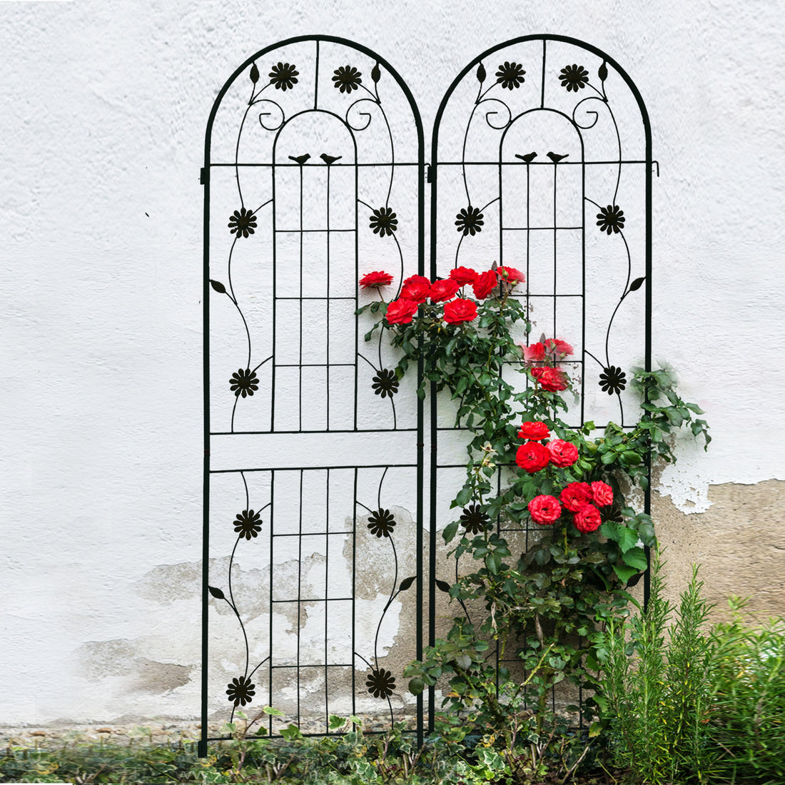 2 Pack Metal Garden Trellis 71" X 19.7" Rustproof Trellis For Climbing Plants Outdoor Flower Support Black Black Garden & Outdoor French Country Iron