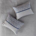 6 Piece Reversible Jacquard Quilt Set With Throw Pillows Navy Full Queen Navy Cotton
