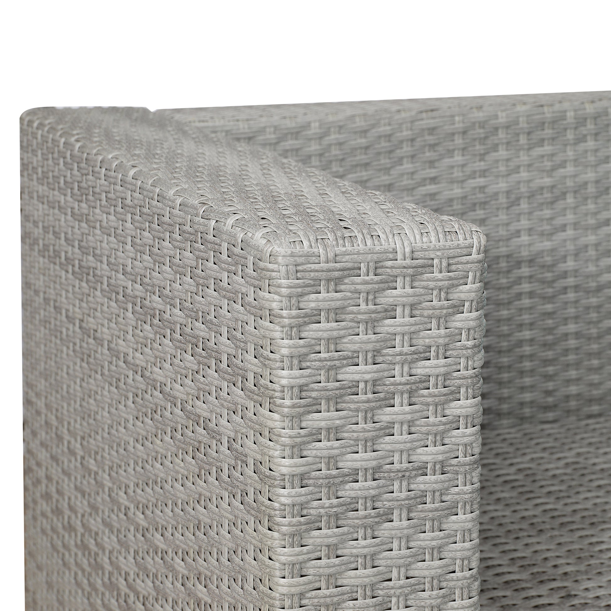 Outdoor Garden Patio Furniture 2 Piece Pe Rattan Wicker Sectional Cushioned Sofa Chair With Cushions Grey Rattan