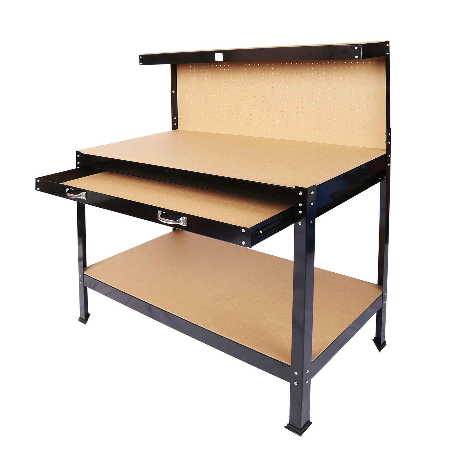 Wood Work Bench 115Cm Black Carbon Steel