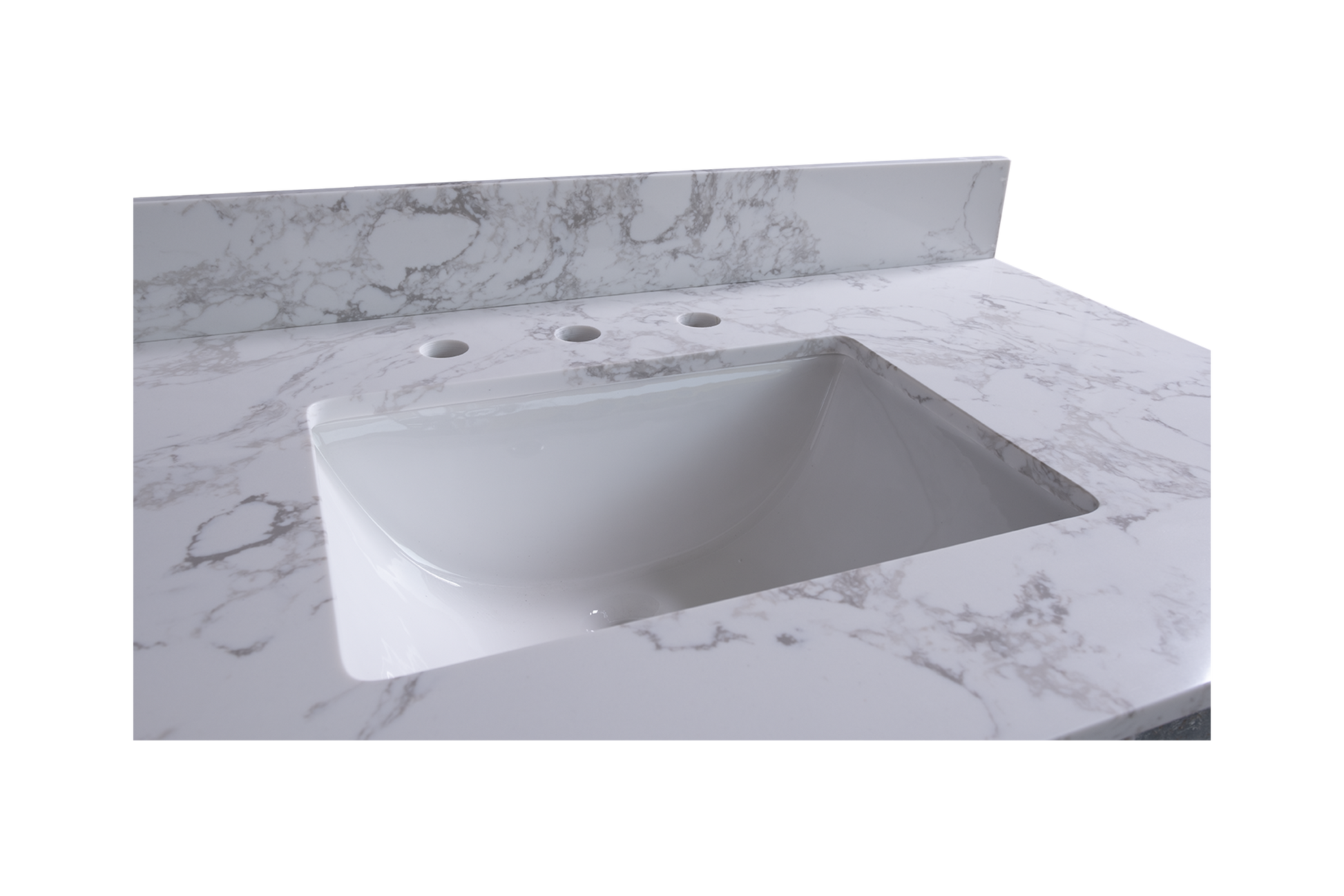 49" Carrara White Engineered Stone Vanity Top Backsplash White Stone