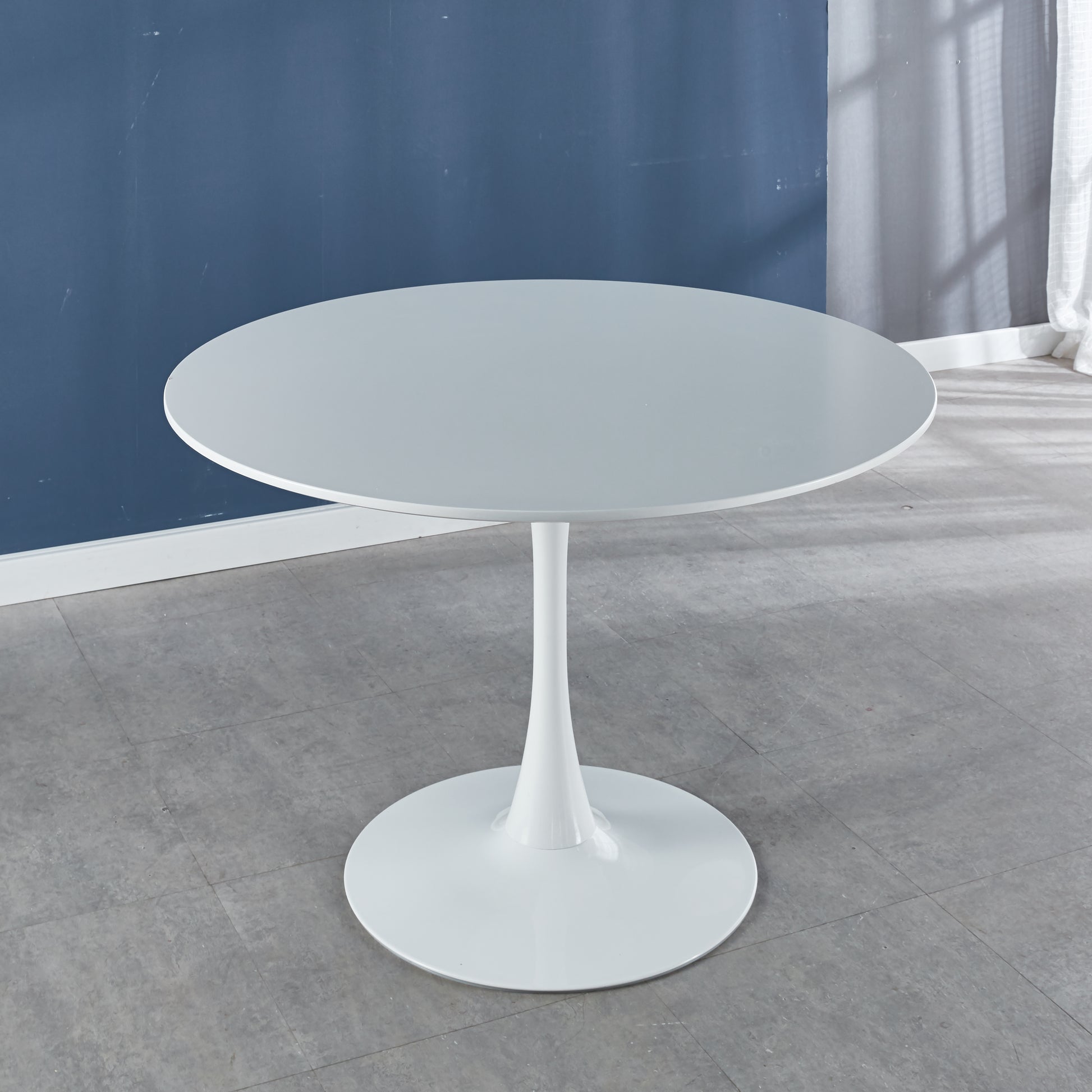 42.1"White Tulip Table Mid Century Dining Table For 4 6 People With Round Mdf Table Top, Pedestal Dining Table, End Table Leisure Coffee Table White Mdf