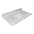 31Inch Bathroom Vanity Top Stone Carrara White Style Tops With Rectangle Undermount Ceramic Sink And Back Splash With 3 Faucet Hole For Bathrom Cabinet Grey Stone