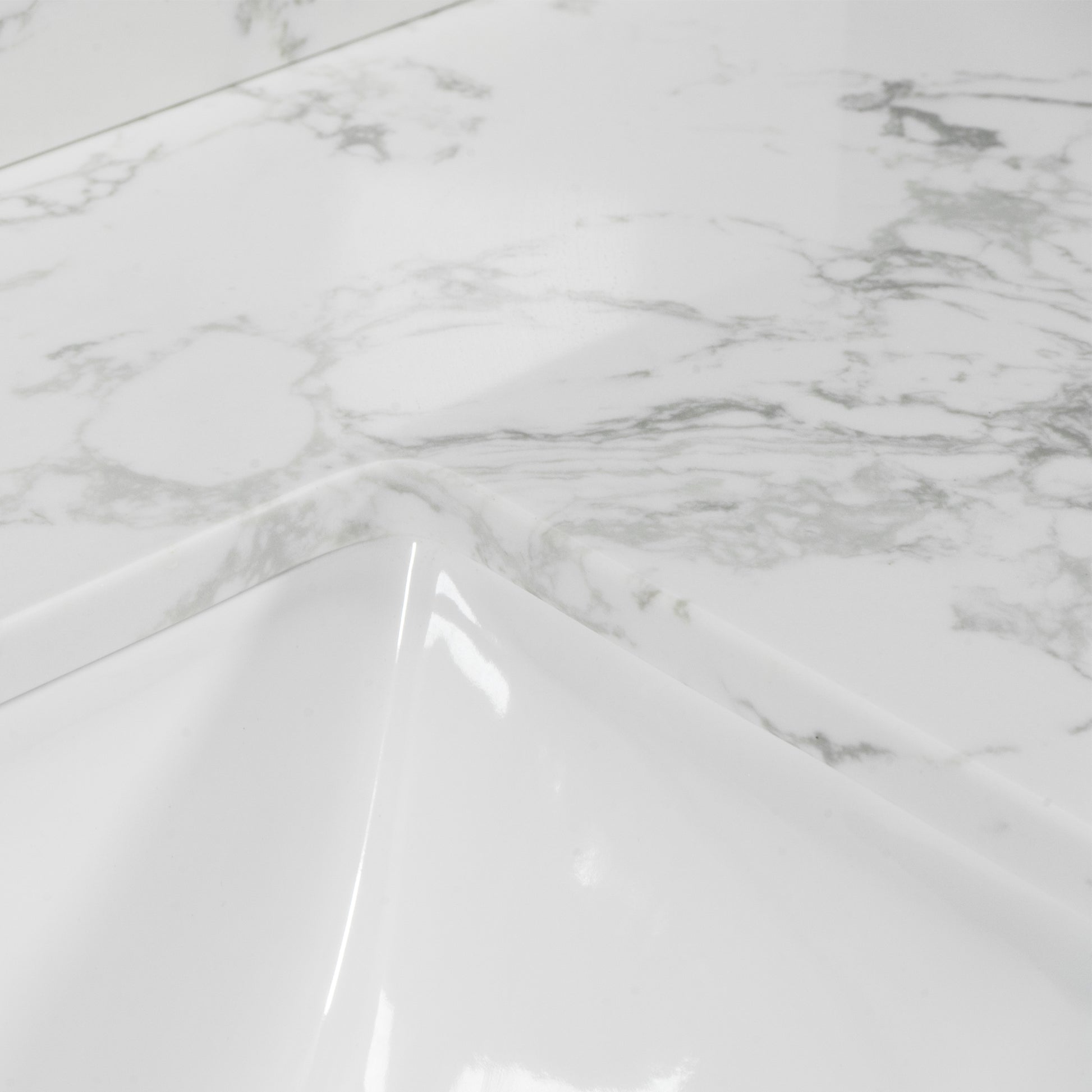 31Inch Bathroom Vanity Top Stone Carrara White Style Tops With Rectangle Undermount Ceramic Sink And Back Splash With 3 Faucet Hole For Bathrom Cabinet Grey Stone