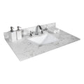 31Inch Bathroom Vanity Top Stone Carrara White Style Tops With Rectangle Undermount Ceramic Sink And Back Splash With 3 Faucet Hole For Bathrom Cabinet Grey Stone