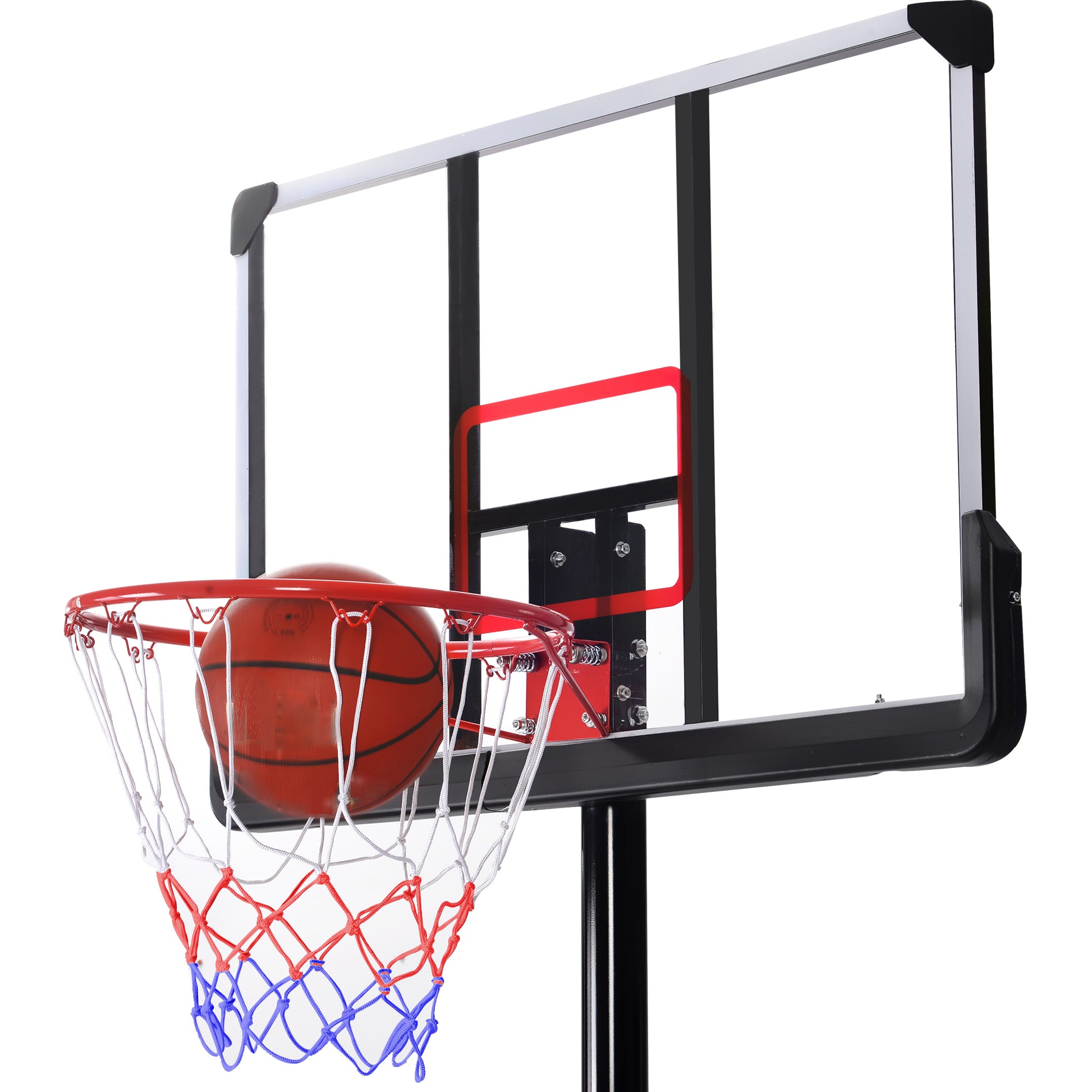 Portable Basketball Hoop Basketball System 6.6 10Ft Height Adjustment For Youth Adults Led Basketball Hoop Lights, Colorful Lights,Waterproof,Super Bright To Play At Night Outdoors,Good Gift For Kids Black Metal