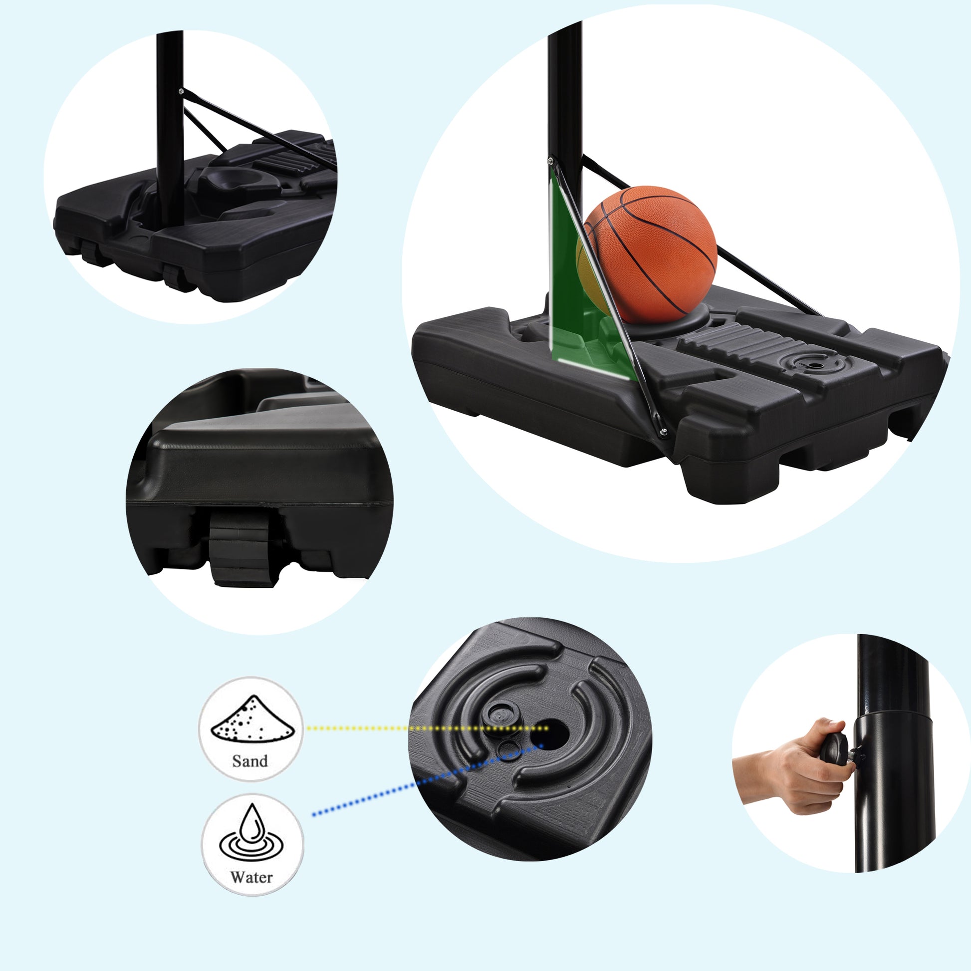 Portable Basketball Hoop Basketball System 6.6 10Ft Height Adjustment For Youth Adults Led Basketball Hoop Lights, Colorful Lights,Waterproof,Super Bright To Play At Night Outdoors,Good Gift For Kids Black Metal