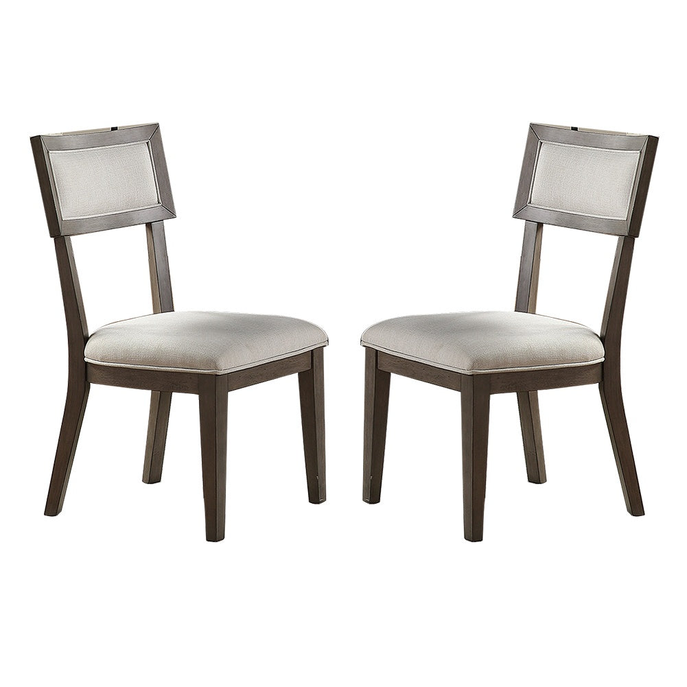 White Fabric Upholstery Dining Chair, Grey Set Of 2 Solid White Dining Room Dining Chairs Solid Wood