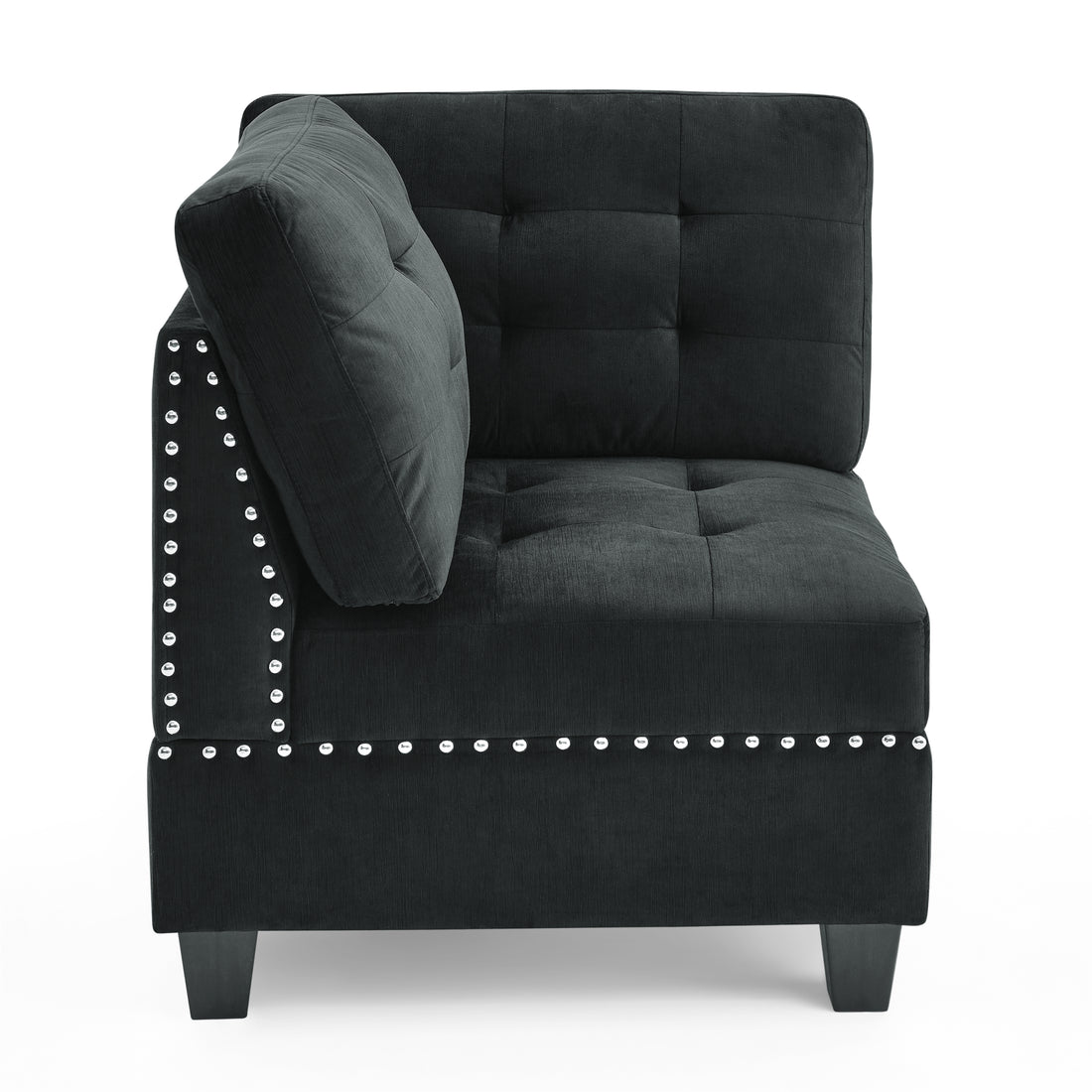 Corner Sofa For Modular Sectional,Black Velvet 31.5"X31.5"X36.5" Black Velvet