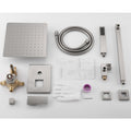Trustmade Wall Mounted Square Rainfall Pressure Balanced Complteted Shower System With Rough In Valve, 10 Inches Matte Black 2W02 Cement Grey Stainless Steel