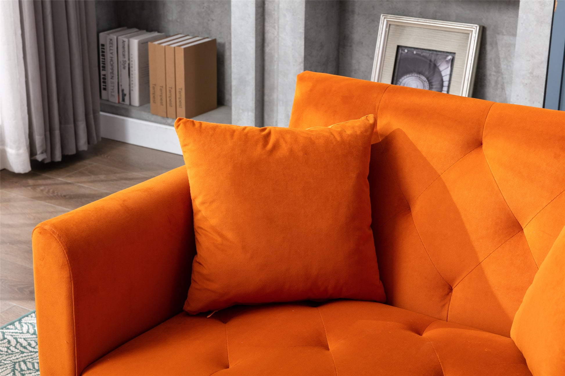 Coolmore Fashionable And Classic Style Chaise Lounge Chair Accent Chair For Living Room, Bedroom Orange Orange Foam Velvet