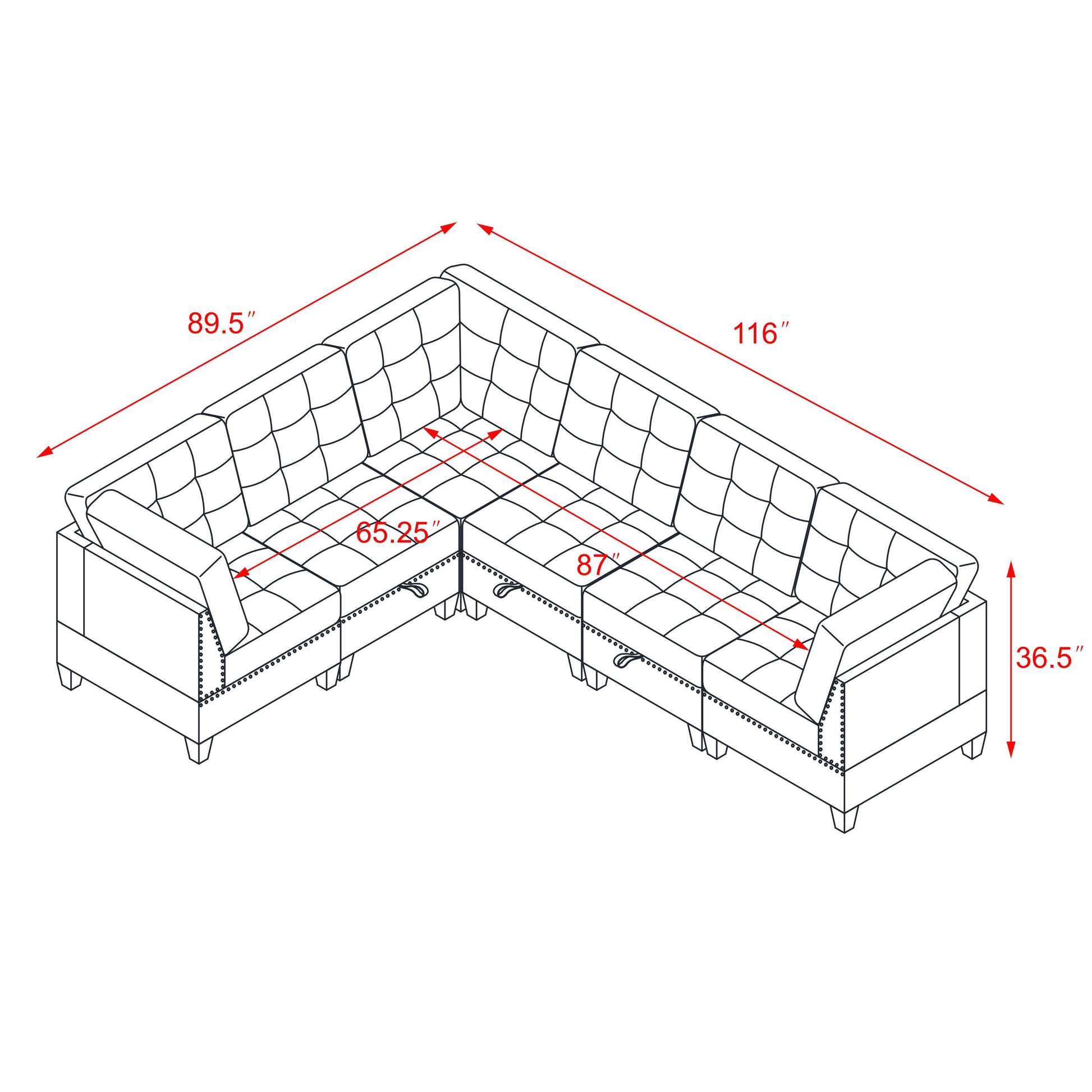 L Shape Modular Sectional Sofa,Diy Combination,Includes Three Single Chair And Three Corner ,Ivory Chenille Ivory Foam Chenille