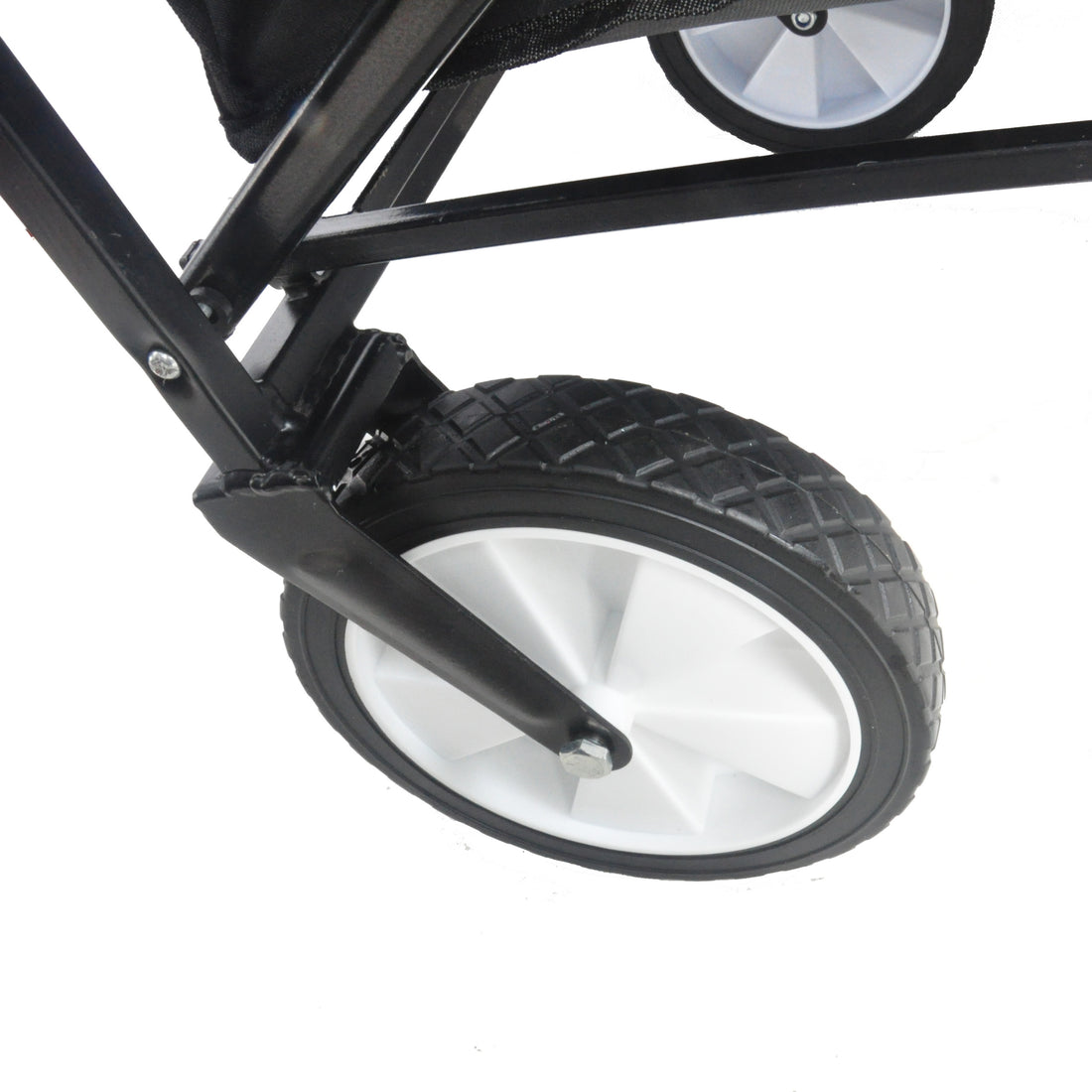 Folding Wagon Garden Shopping Beach Cart Black Black Steel