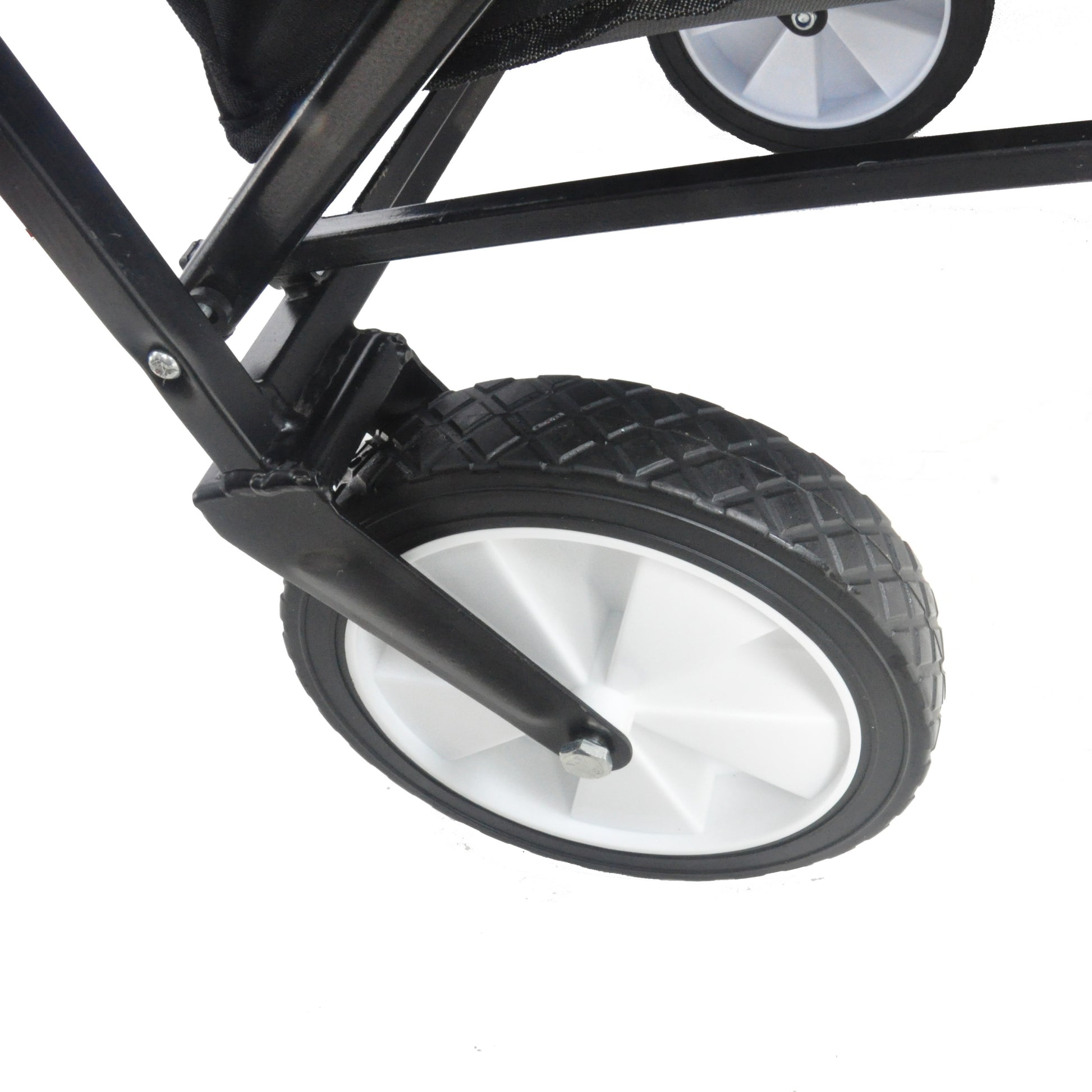 Folding Wagon Garden Shopping Beach Cart Black Black Steel