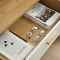 Drawer Dresser Cabinet Barcabinet, Buffet Sideboard Storage Cabinet, Buffet Server Console Tablestorge Cabinetsolid Solid Wood Handle Table Leg For Dining Roomliving Roomkitchenhallway Brown White 5 Or More Drawers White Oak Brown Primary Living Space