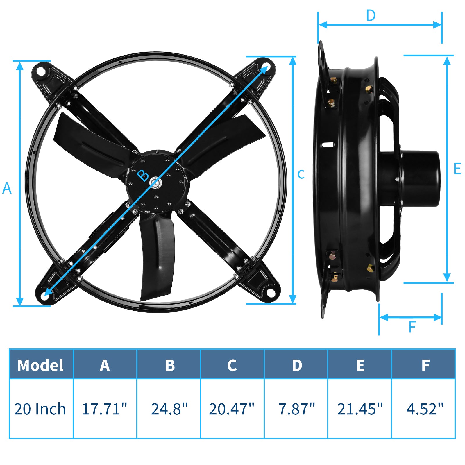 Healsmart 20 Inch Gable Mount Fan Attic Ventilator With Adjustable Temperature Thermostat, 3127 Cfm, Black Black Metal