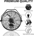 Simple Deluxe 20 Inch High Velocity 3 Speed, Black Wall Mount Fan, 2 Pack Black Metal