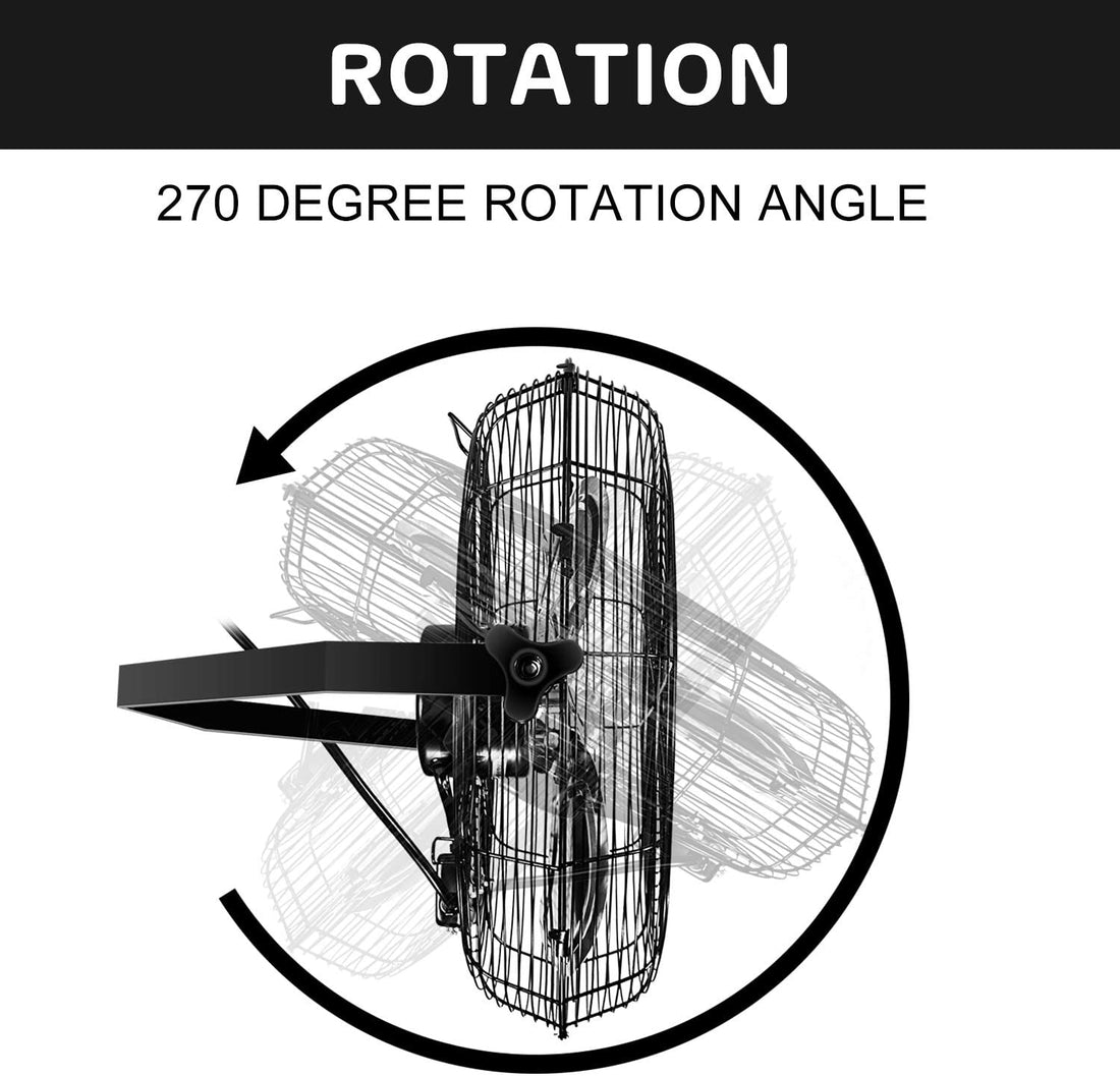 Simple Deluxe 20 Inch High Velocity 3 Speed, Black Wall Mount Fan Black Metal