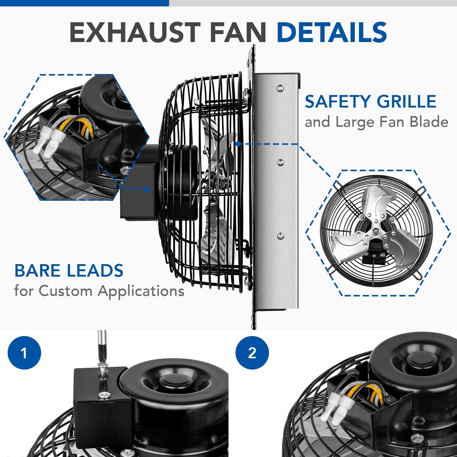 Ipower 7 Inch Shutter Exhaust Fan Aluminum With Speed Controller And Power Cord Kit ,High Speed, 1680 Rpm, 760 Cfm,2 Pack, Silver Silver Aluminium