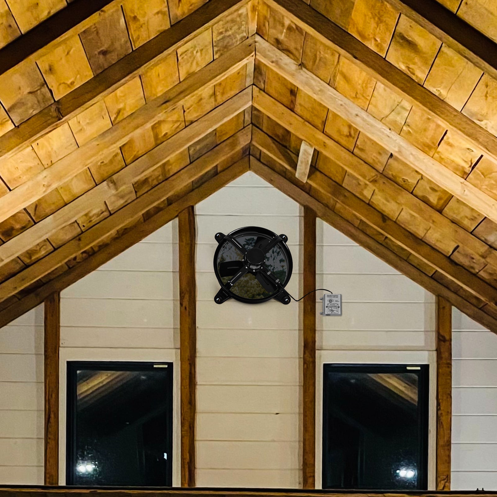 Healsmart 20 Inch Gable Mount Fan Attic Ventilator With Adjustable Temperature Thermostat, 3127 Cfm, Black Black Metal
