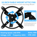 Healsmart 16 Inch Mount Fan Attic Gable Ventilator With Adjustable Temperature Thermostat, 2065 Cfm, Black Black Metal