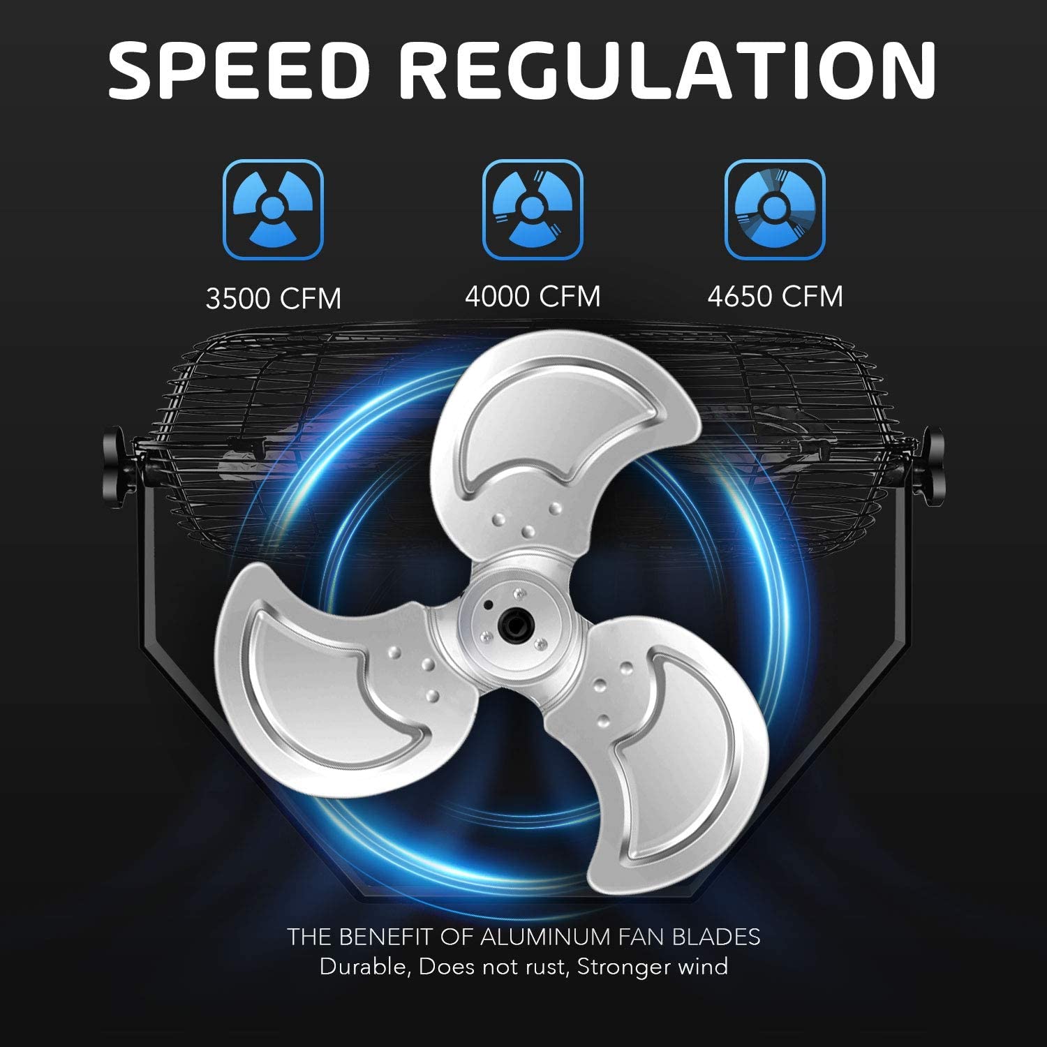 Simple Deluxe 20 Inch High Velocity 3 Speed, Black Wall Mount Fan, 2 Pack Black Metal