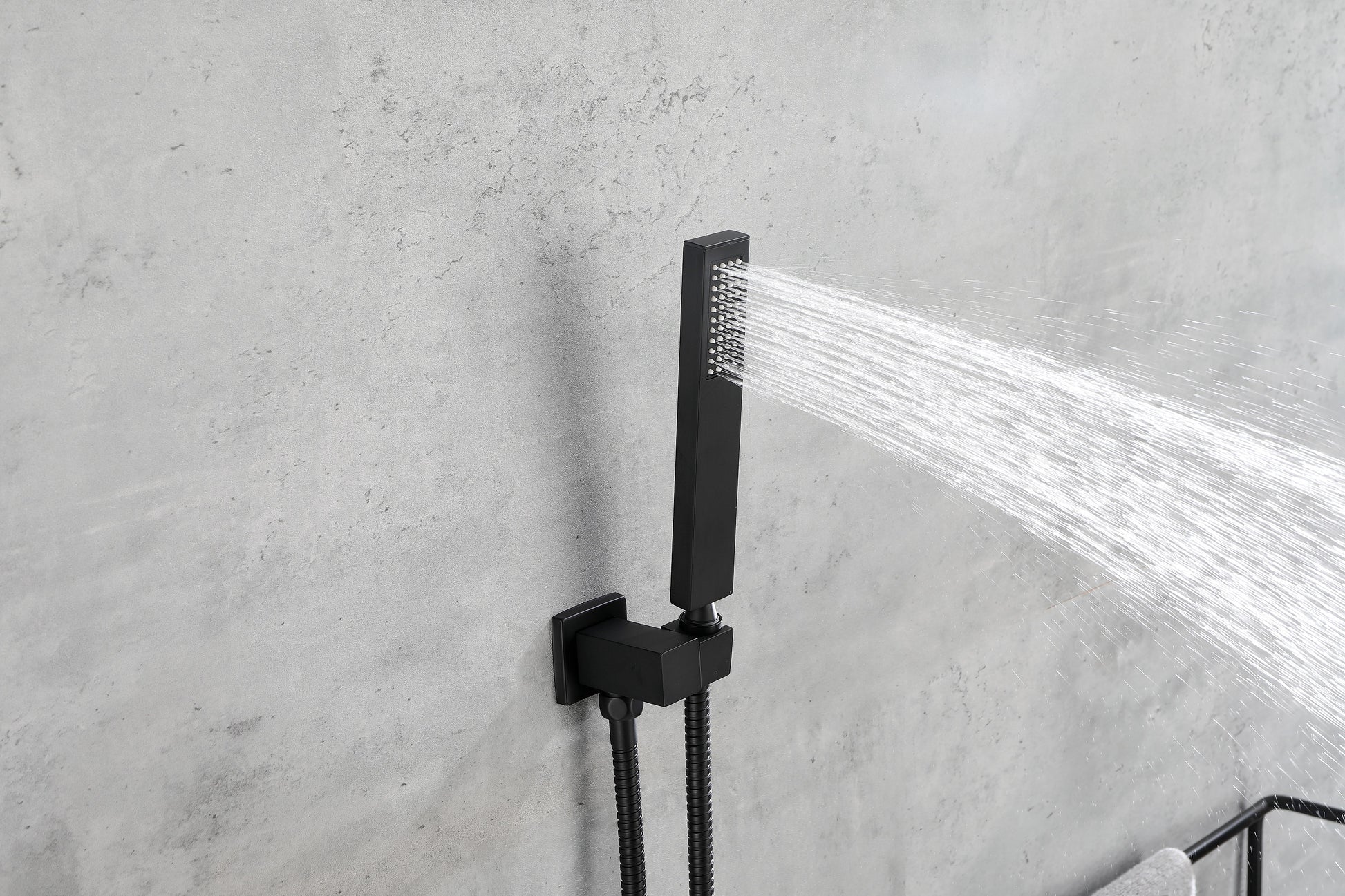 Shower System,Waterfall Rainfall Shower Head With Handheld, Shower Faucet Set For Bathroom Wall Mounted Matte Black Brass