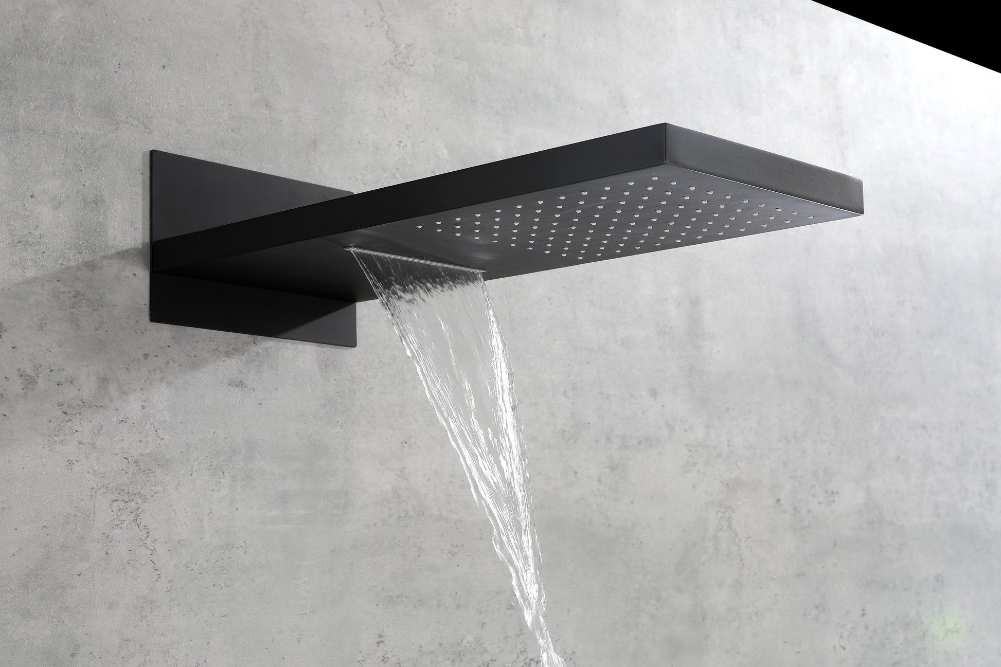 Shower System,Waterfall Rainfall Shower Head With Handheld, Shower Faucet Set For Bathroom Wall Mounted Matte Black Brass