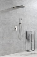 Shower System,Waterfall Rainfall Shower Head With Handheld, Shower Faucet Set For Bathroom Wall Mounted Brushed Nickel Brass