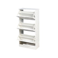 Wooden Shoe Cabinet For Entryway, White Shoe Storage Cabinet With 3 Flip Doors 20.94X9.45X43.11 Inch White Mdf