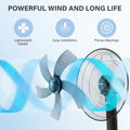 Simple Deluxe Oscillating 16 Adjustable 3 Speed Pedestal Stand Fan With Remote Control For Indoor, Bedroom, Living Room, Home Office & College Dorm Use Black Plastic