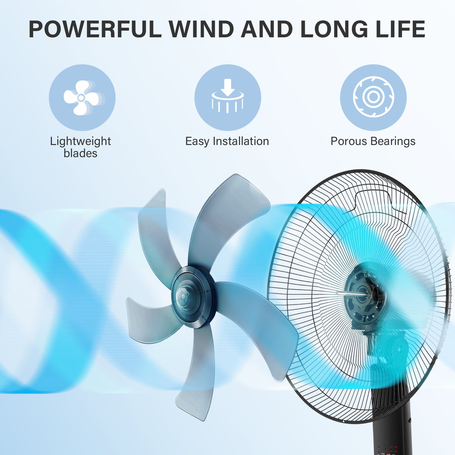 Simple Deluxe Oscillating 16 Adjustable 3 Speed Pedestal Stand Fan With Remote Control For Indoor, Bedroom, Living Room, Home Office & College Dorm Use Black Plastic