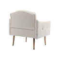 Coolmore Modern Accent Chair With Arms, Tufted Decorative Fabric Armchair With Gold Metal Legs, Upholstered Reading Chair For Living Room Bedroom Office White Teddy White Teddy Foam Metal