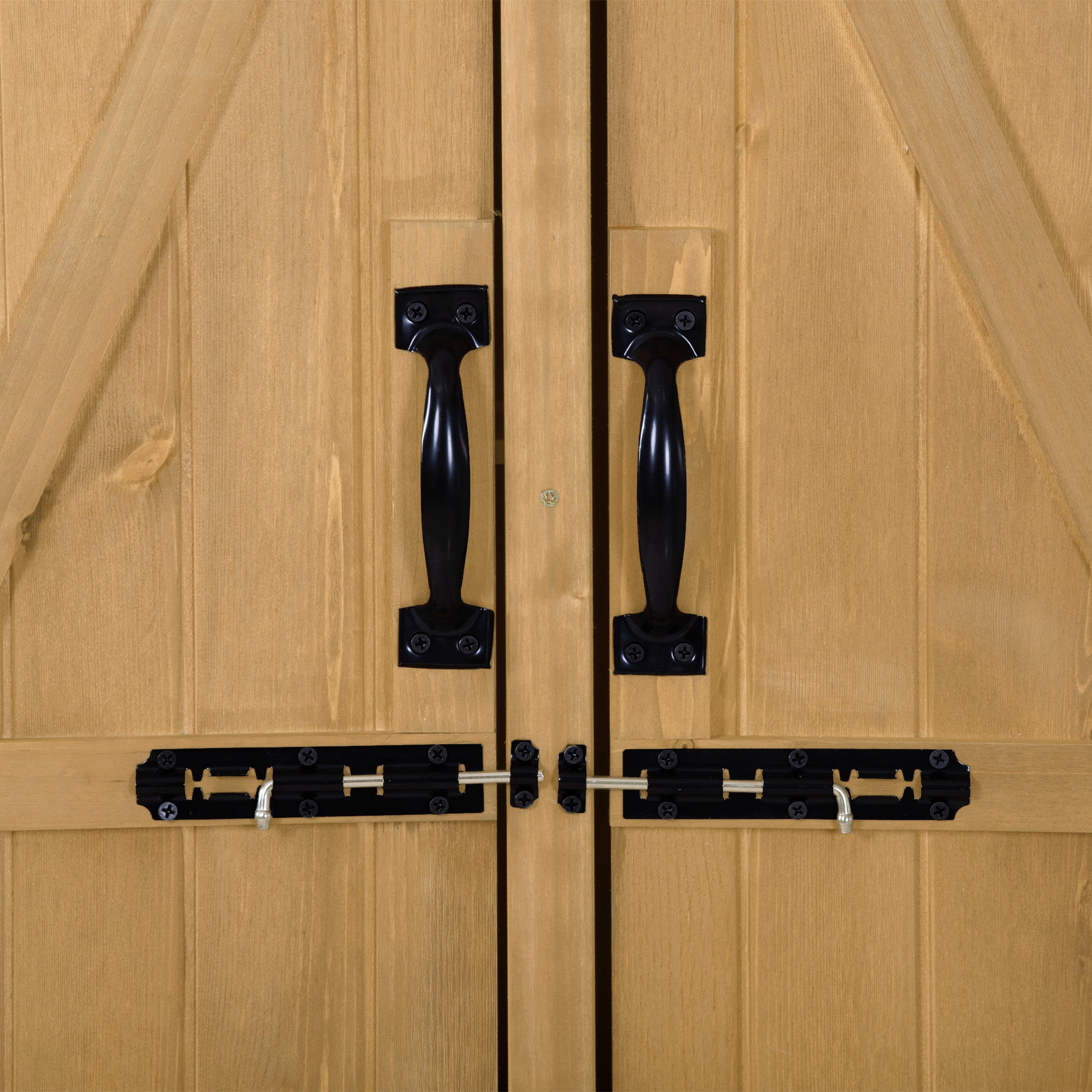 Outdoor 5.3Ft Hx4.6Ft L Wood Storage Shed Tool Organizer,Garden Shed, Storage Cabinet With Waterproof Asphalt Roof, Double Lockable Doors, 3 Tier Shelves For Backyard, Natural Natural Water Resistant Frame Garden & Outdoor Casual Wood Solid Wood