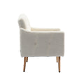 Coolmore Modern Accent Chair With Arms, Tufted Decorative Fabric Armchair With Gold Metal Legs, Upholstered Reading Chair For Living Room Bedroom Office White Teddy White Teddy Foam Metal