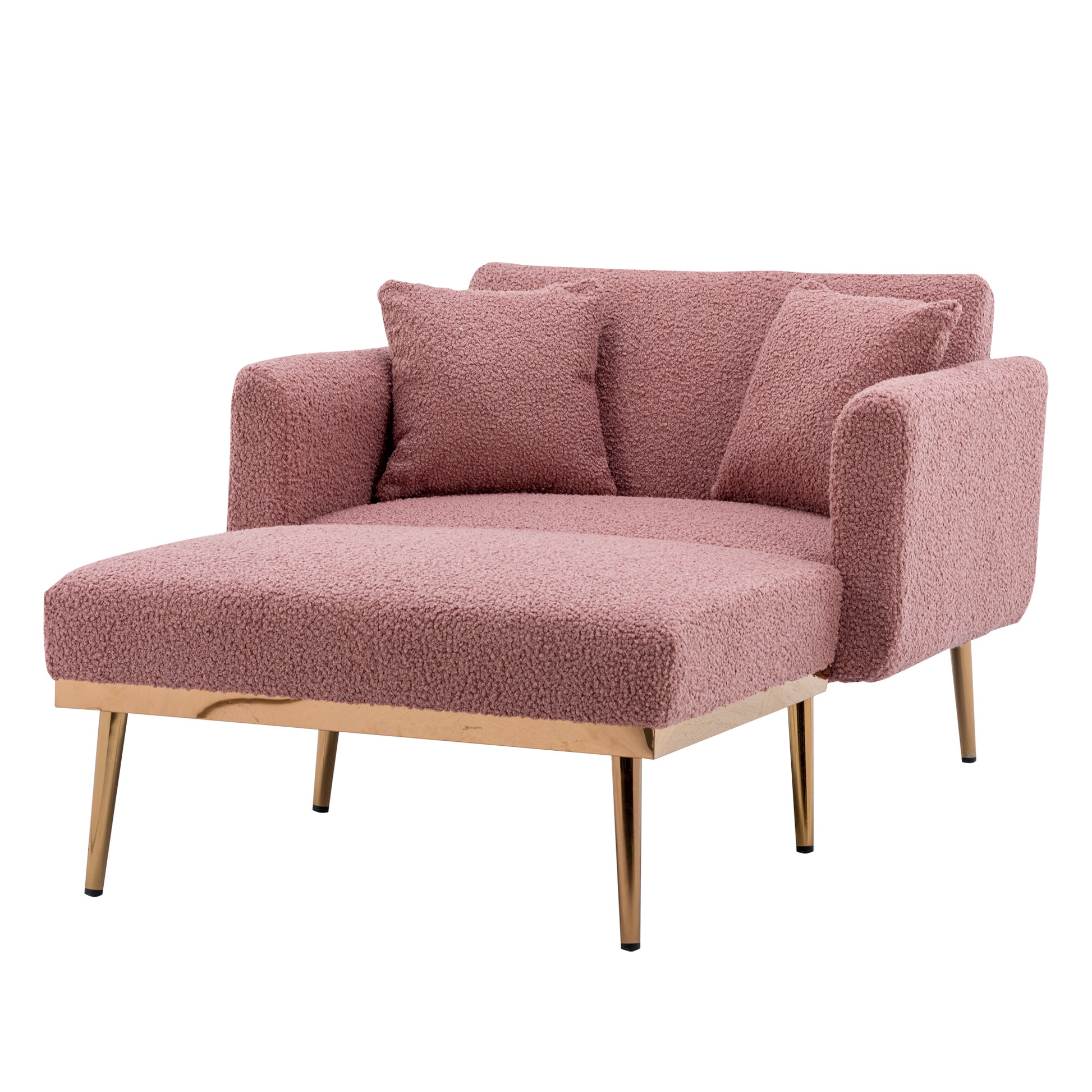 Coolmore Fashionable And Classic Style Chaise Lounge Chair Accent Chair For Living Room, Bedroom Brush Pink Teddy Brush Pink Teddy Foam Teddy