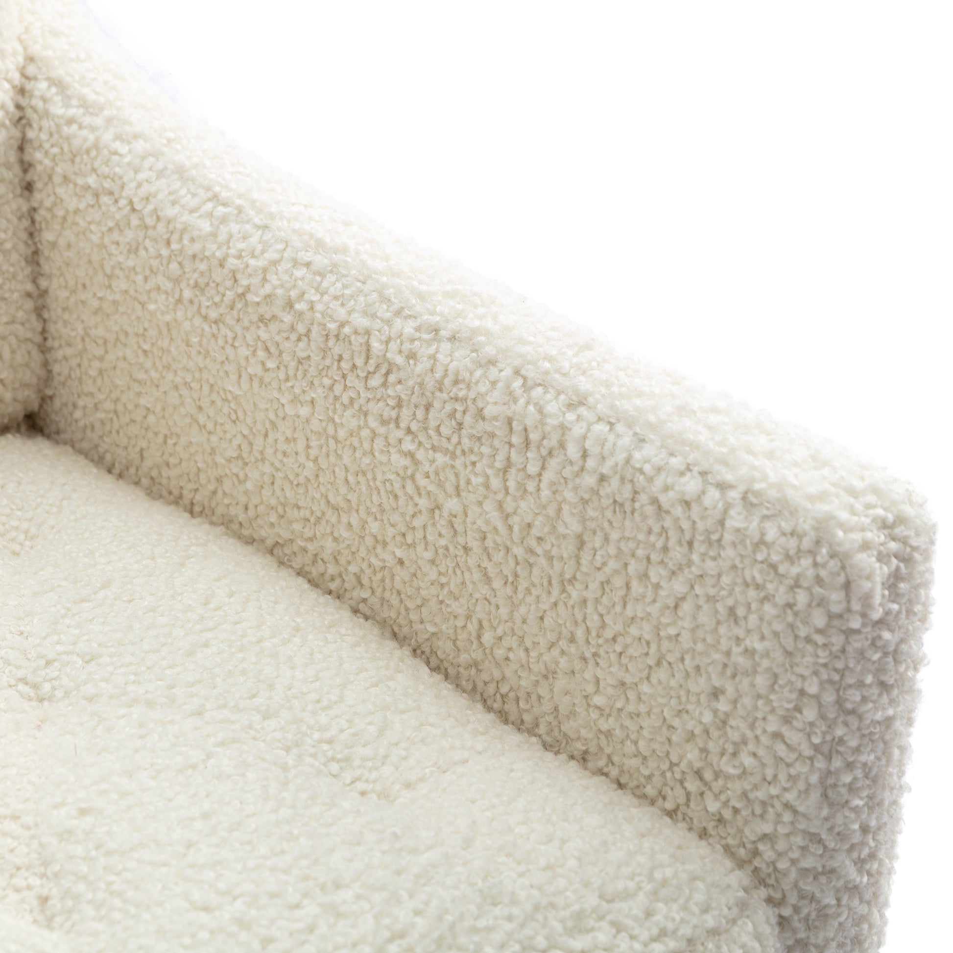 Coolmore Modern Accent Chair With Arms, Tufted Decorative Fabric Armchair With Gold Metal Legs, Upholstered Reading Chair For Living Room Bedroom Office White Teddy White Teddy Foam Metal