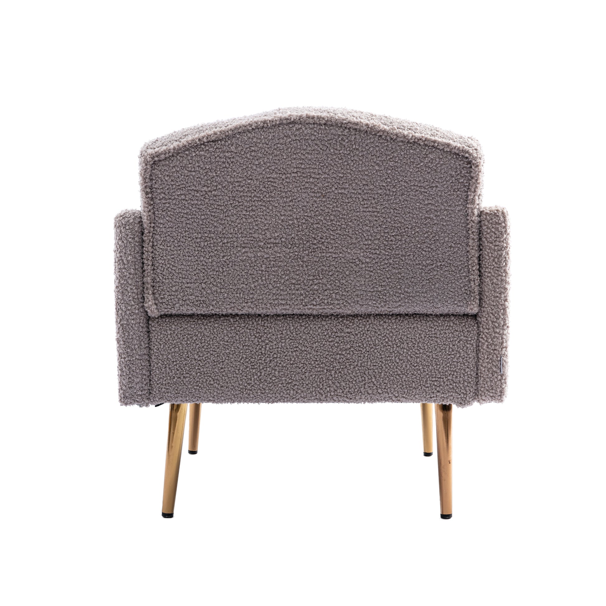 Coolmore Modern Accent Chair With Arms, Tufted Decorative Fabric Armchair With Gold Metal Legs, Upholstered Reading Chair For Living Room Bedroom Office Grey Teddy Grey Teddy Foam Metal