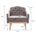 Coolmore Modern Accent Chair With Arms, Tufted Decorative Fabric Armchair With Gold Metal Legs, Upholstered Reading Chair For Living Room Bedroom Office Grey Teddy Grey Teddy Foam Metal