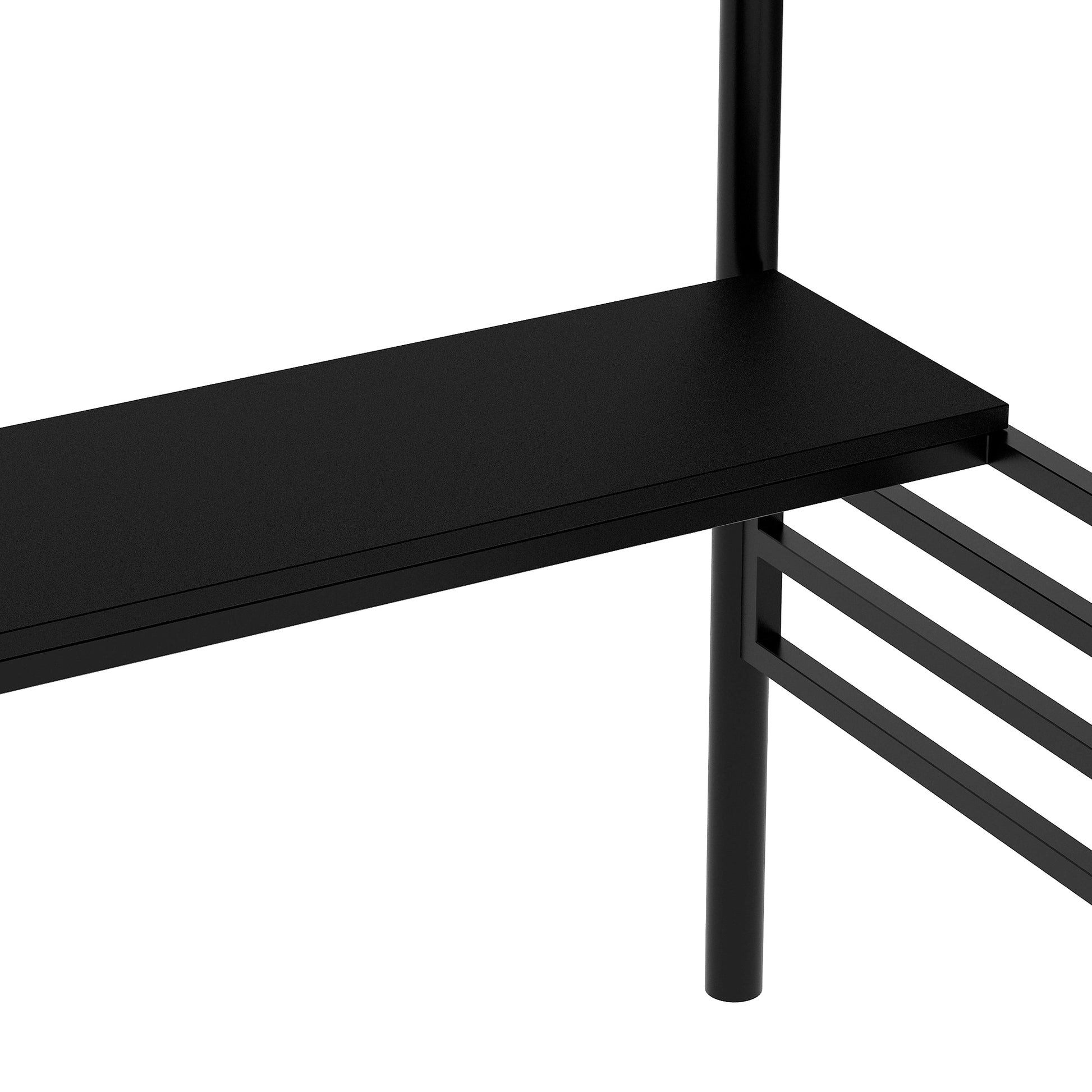 Metal Loft Bed Frame With Desk, No Box Spring Needed,Twin ,Black Twin Black Metal