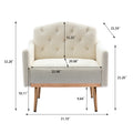 Coolmore Modern Accent Chair With Arms, Tufted Decorative Fabric Armchair With Gold Metal Legs, Upholstered Reading Chair For Living Room Bedroom Office White Teddy White Teddy Foam Metal