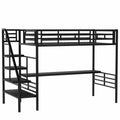 Metal Loft Bed Frame With Desk, No Box Spring Needed,Twin ,Black Twin Black Metal