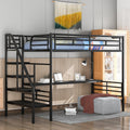 Metal Loft Bed Frame With Desk, No Box Spring Needed,Twin ,Black Twin Black Metal