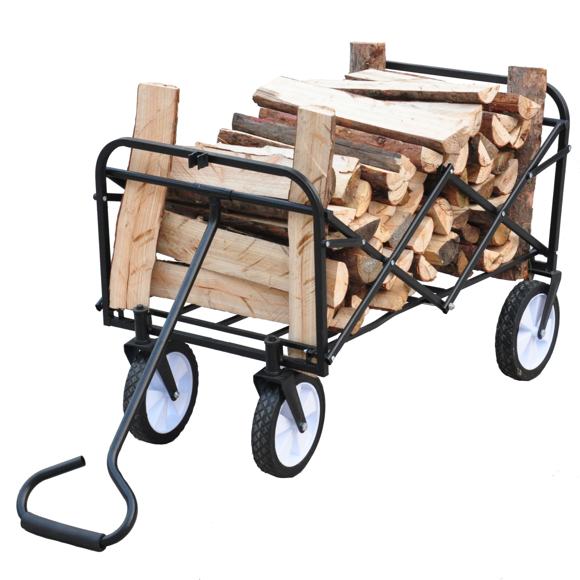 Folding Wagon Garden Shopping Beach Cart Black Black Steel