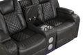 Benz Led & Power Recliner 2 Pc Made With Faux Leather In Gray Grey Faux Leather Metal Primary Living Space Medium Soft Cushion Back Contemporary,Modern Rolled Arms Solid Wood Mdf Faux Leather 5 Seat