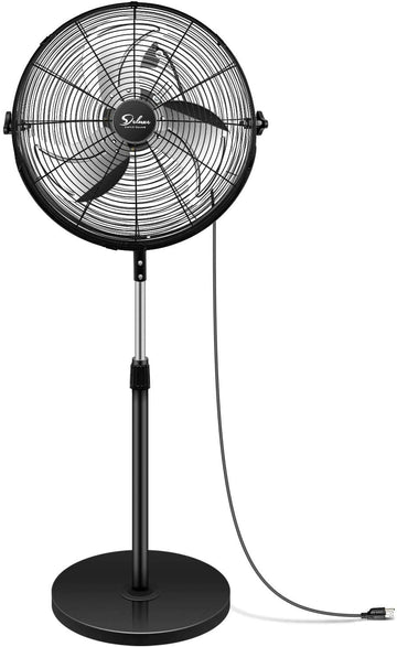 Simple Deluxe 20 Inch Pedestal Standing Fan, High Velocity, Heavy Duty Metal For Industrial, Commercial, Residential, Greenhouse Use, Black Black Metal