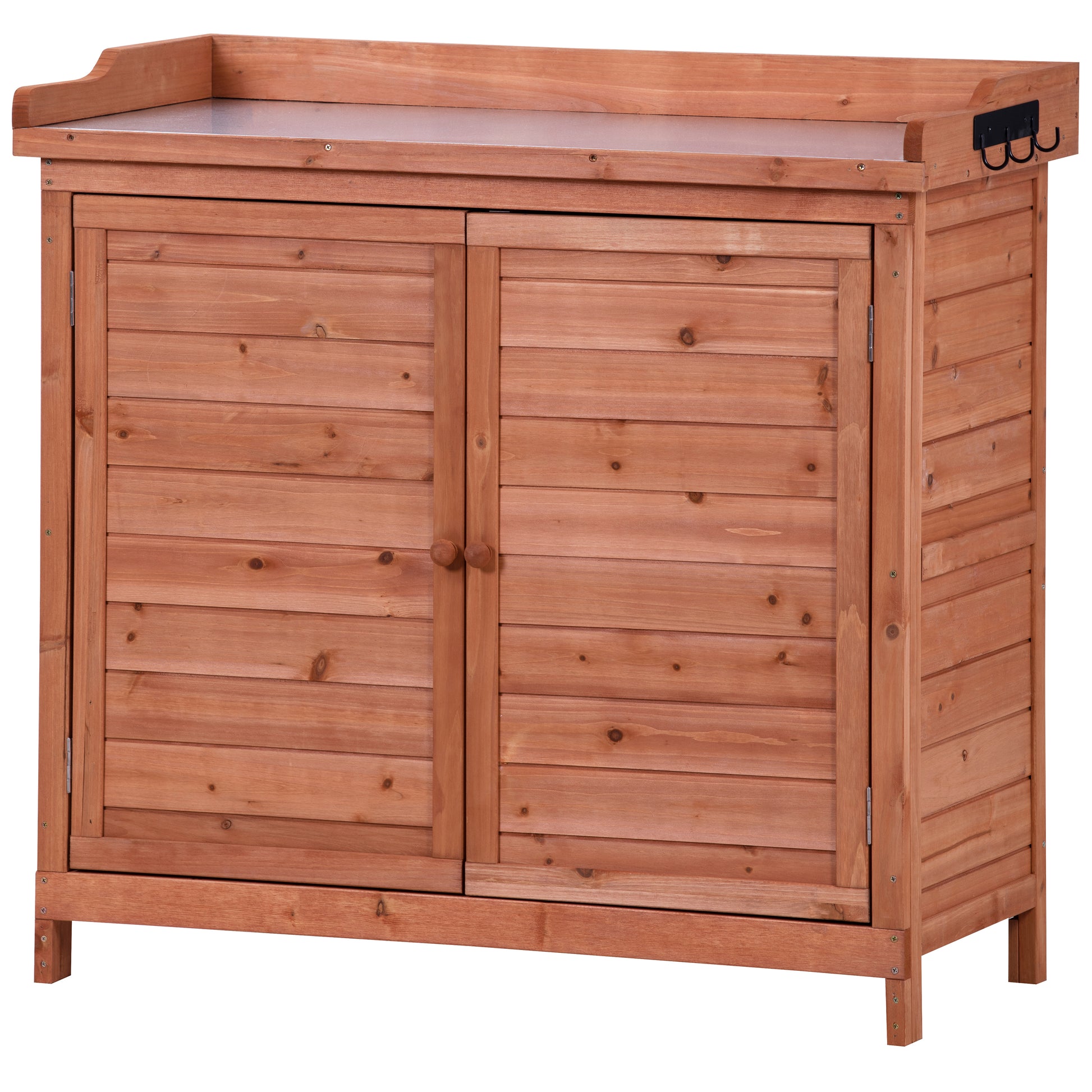 Outdoor 39" Potting Bench Table, Rustic Garden Wood Workstation Storage Cabinet Garden Shed With 2 Tier Shelves And Side Hook, Orange Orange Garden & Outdoor Casual Wood Solid Wood
