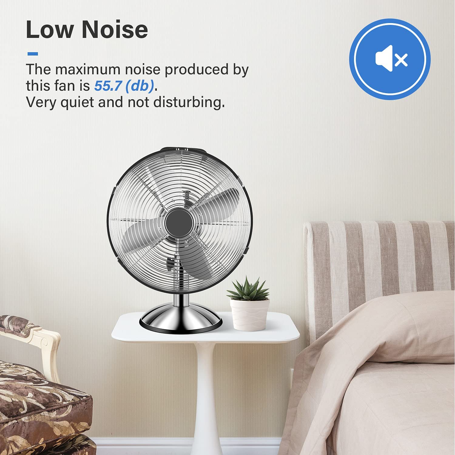 Simple Deluxe 12 Inch Stand Fan, Horizontal Ocillation 75 , 3 Settings Speeds, Low Noise, Quality Made Durable Fan, High Velocity, Heavy Duty Metal For Industrial, Commercial, Residential, Silver