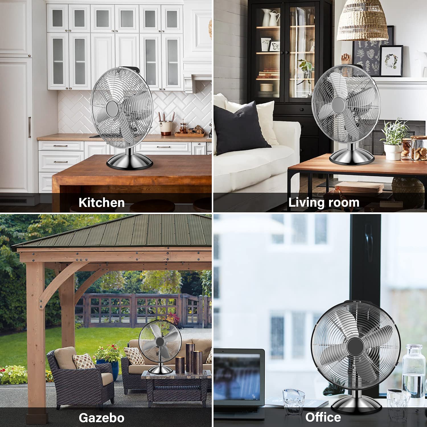 Simple Deluxe 12 Inch Stand Fan, Horizontal Ocillation 75 , 3 Settings Speeds, Low Noise, Quality Made Durable Fan, High Velocity, Heavy Duty Metal For Industrial, Commercial, Residential, Silver